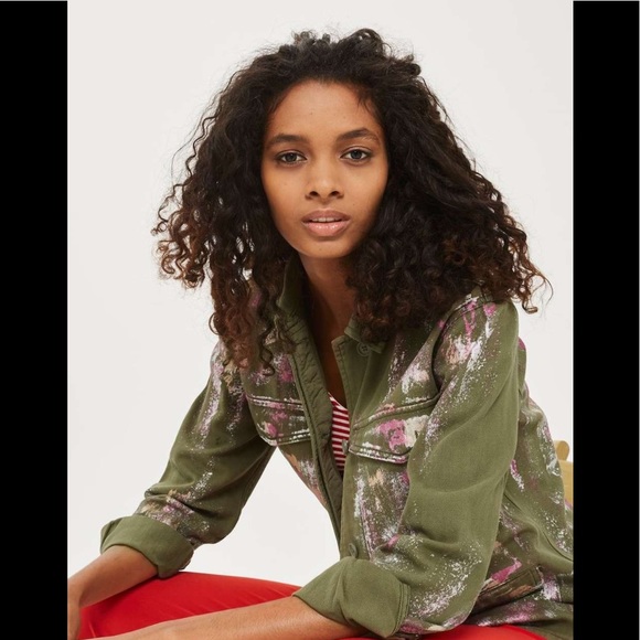 Topshop Jackets & Blazers - NWT Top shop Ethan Metallic foil jacket Size US4